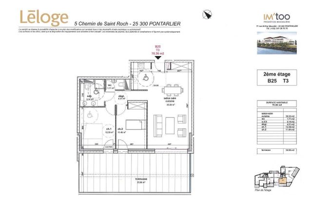 Appartement &agrave; louer - 3 pi&egrave;ces - 70,36 m2 - Pontarlier - 25 - FRANCHE-COMTE